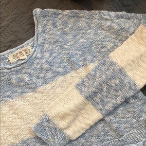 H&M Blue and White Crew Neck Sweater